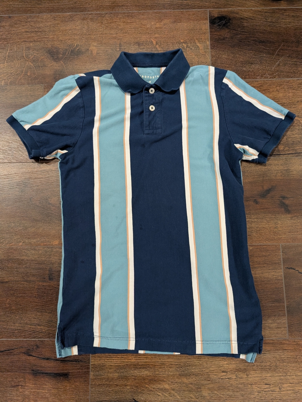 Aeropostale Mens' Navy & Light Blue Striped Polo